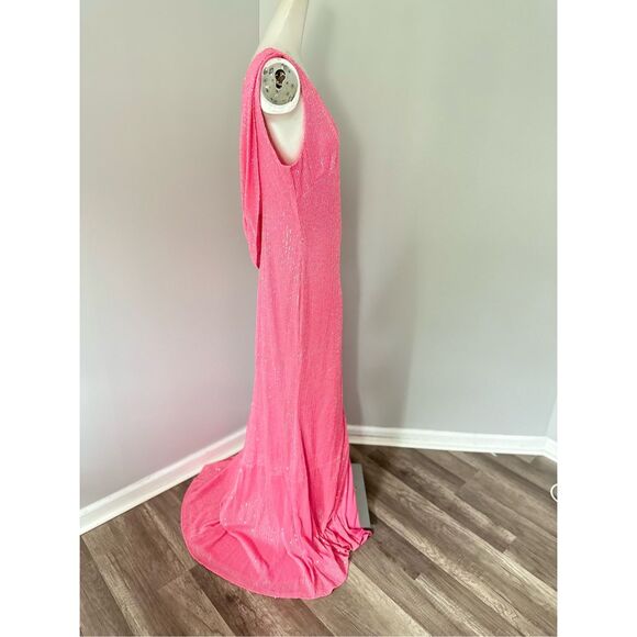 MAC DUGGAL SEQUINED ONE SHOULDER DRAPED BACK GOWN US 8 $398 - Picture 6 of 9